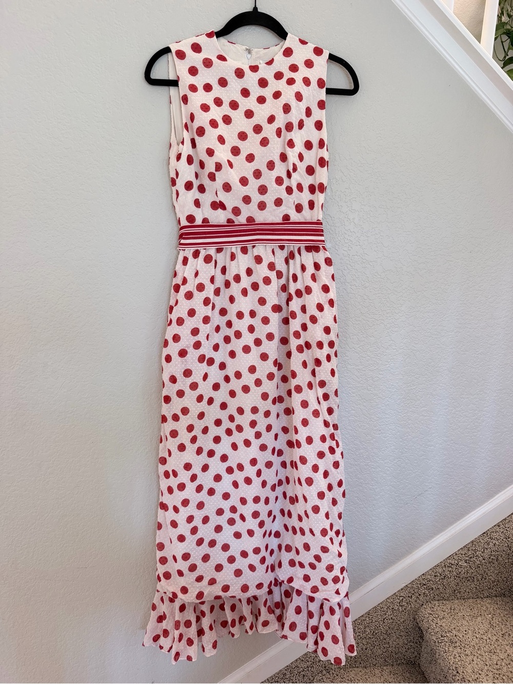 Vintage 1960s Mollie Parnis Boutique Polka Dot Dress, Size 12